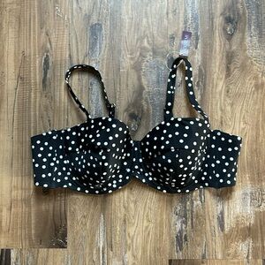 Adore Me Black w/ White Polka Dots Wired Lightly Padded Bikini Top